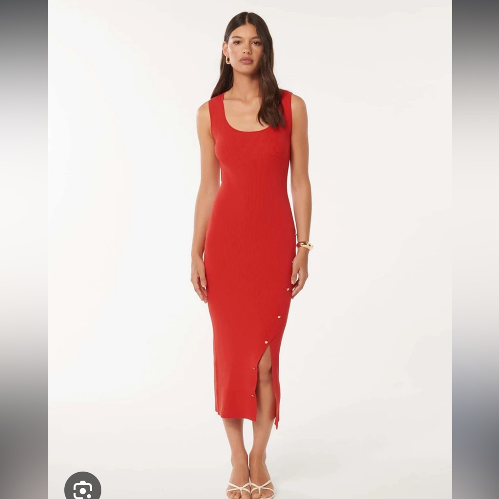 Bnwt Evernew Chelsea Hardware Detail Midi Dress Red Size 4
